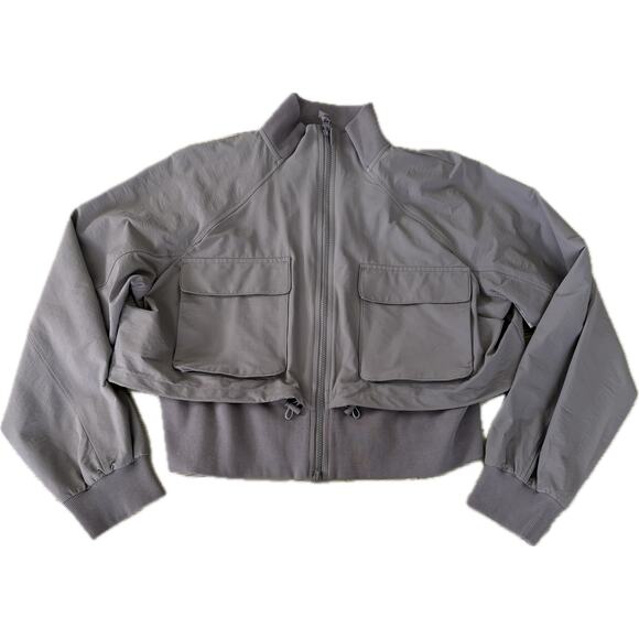 FLX Compass Active Outdoor Mauve Sand Cropped Utility Jacket Zip Pockets XL NWT - Picture 2 of 8